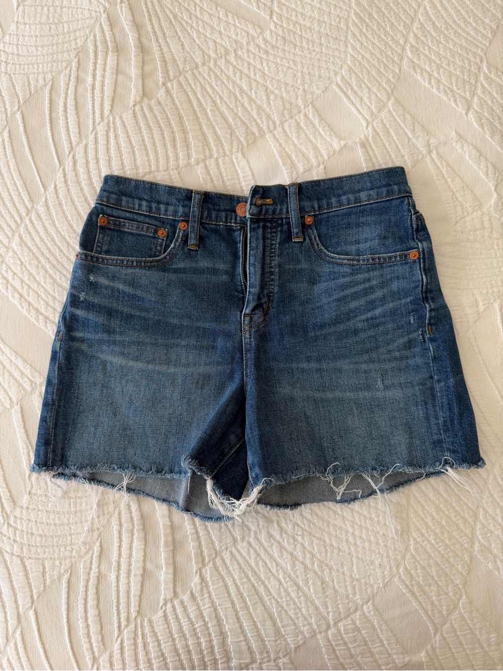 Madewell Dark Blue Frayed Hem Denim Shorts